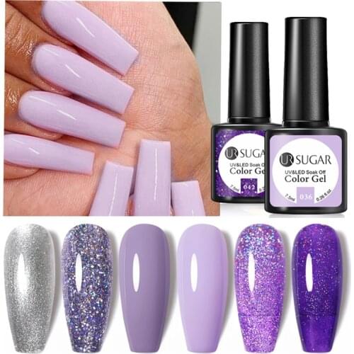 UR SUGAR Purple Gel Nail Polish Glitter Silver Color Gel Varnish All For Manicure Nail Art Design Semi Permanent UV LED Nail Gel