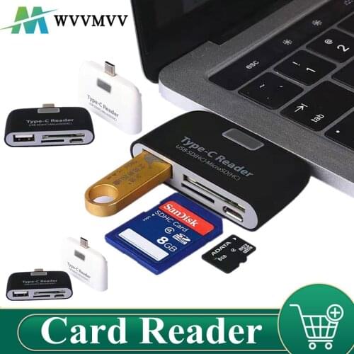 WVVMVV Type-C Card Reader USB-C To USB 2.0 SD/Micro SD/TF OTG Card Adapter For Phone Laptop Type C Multifunction Converter