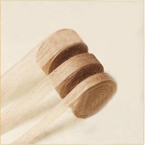 10M Natural Jute Burlap Hessian Ribbon Rolls Vintage Rustic Jute Fabric Wedding Christmas Gift Wrapping Festival Decoration