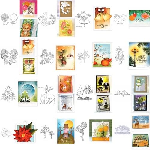 Metal Cutting Dies Mixed Plant Element Flowers Holly Leaf Christmas Tree Street Light Bell Elf DIY Scrapbooking 2020 Hot Sale #7