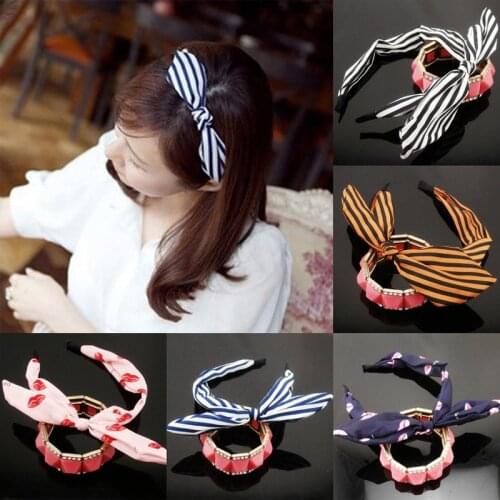 Cute Girls Floral Bowknot Hairband Fashion Polka Dot Bunny Ear Hairpin Cute All-Match Headdress Hair Jewelry