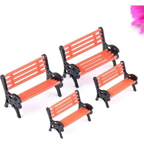 Cute Creative Mini Park Bench Model Miniature Landscape Garden Decorative Ornament Doll House Toys Supplies Accessories