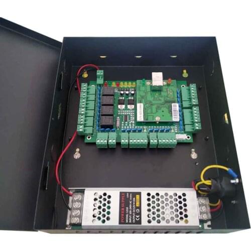 TCP/IP Four Door Access Controller kit 10A power supply support multi-access function / time attendance / Fire Alarm etc.sn:T04