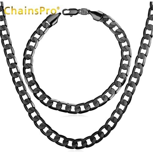 Collare Jewelry Sets For Men Gold/Black Gun/Rose Gold/Silver Color Necklace Bracelet Link Chain Wholesale Men Jewelry S268