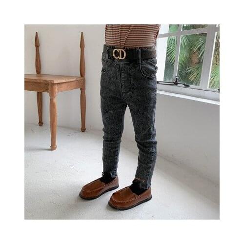 2020 Autumn Korean Style New Baby Girl Jeans Childrens Fashion Denim Pants Kids Cowboy Trousers Baby Thin Denim Pants 2-7 Years