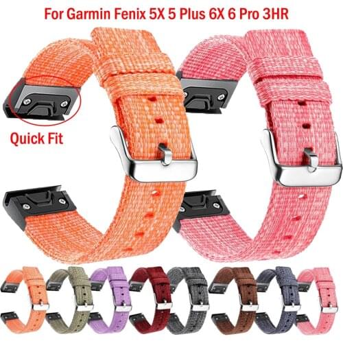 For Garmin Fenix 6 6X Pro 5 5X Plus Easy fit Woven nylon watchband Quick Release 22 26mm For Forerunner 945 wrist straps Correa