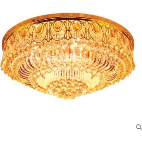 Modern minimalist golden LED circular living room crystal lamp creative lamps atmospheric luxury hall ceiling lighting fixture