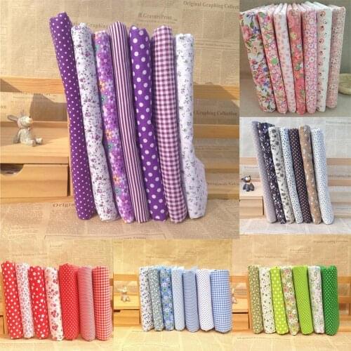 DIY Craft 7Pcs/Set Quilting Fabric Floral Cotton Plain Cloth for Skirts Clothes Sewing Handmade Accessory Products 2021