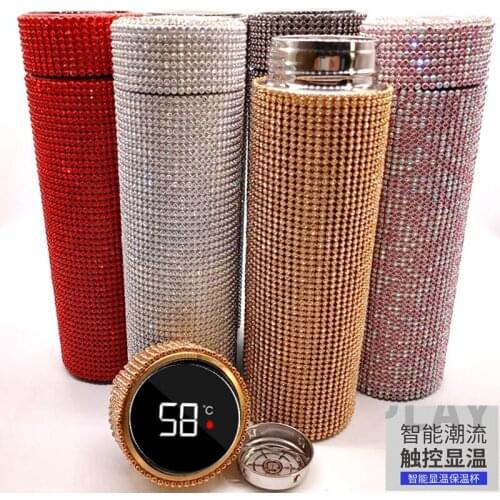 High-grade Stainless Steel Vacuum Flask Portable Water Cup with Rhinestones Kawaii Bottle Thermos Mug Cute Water Bottle Thermos