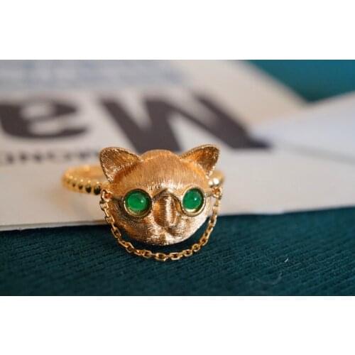 SX412 Solid 18K Gold Tibetan Nature Emerald Rings for Women Fine Jewelry Presents the Six-word Admonition