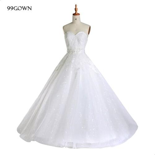 99GOWN Elegant White Lace Long Dress For Women Wedding Party Sleeveless Strapless Beading Simple 2019 Wedding Guest Dress