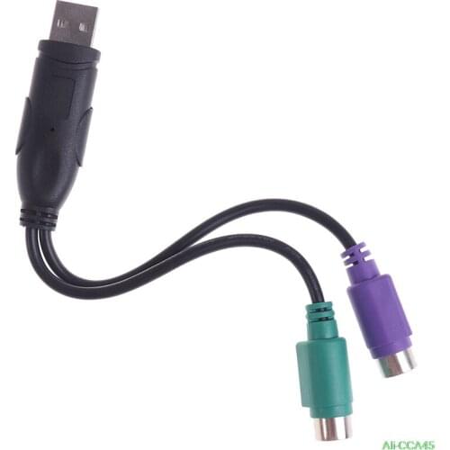 1Pc USB To PS/2 PS2 Cable Adapter USB Male To PS/2 Female Converter Cable Cord Adapter Keyboard Mouse Scanner