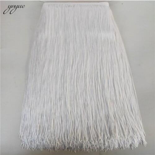 10Yards/lot 50cm Wide White Lace Fringe Trim Tassel Fringe Trimming For DIY Latin Dress Stage Clothes Accessories Lace Ribbon