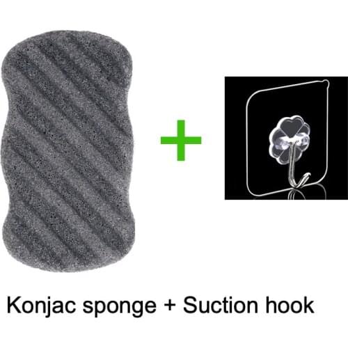 Konjac Sponge 2 Packs With 1 Suction Hook 100% Natural Non-Toxic Biodegradable Facial Body Cleansing Sponge