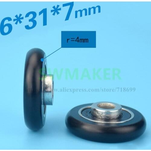 6*31*7mm package plastic bearing cam POM spherical pulley bearing, nonstandard single convex bearing, inner ring height