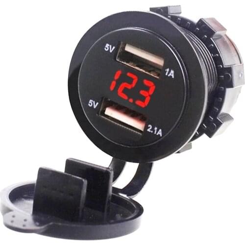 DC 12-24V 3.1A Dual USB Port Car Charger Cigarette Lighter Socket Power Adapter with LED Digital Voltmeter Meter Monitor