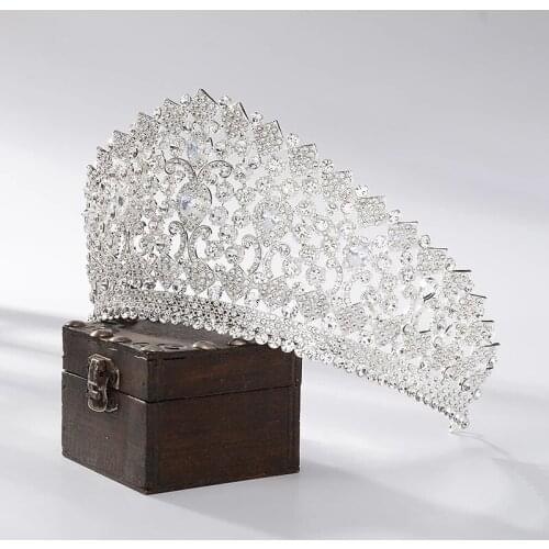 Queen Big Crown Crystal Bridal Jewelry Tiaras Baroque Rhinestone Pageant Diadem Dubai Jewelry Party Weddings Hair Accessories