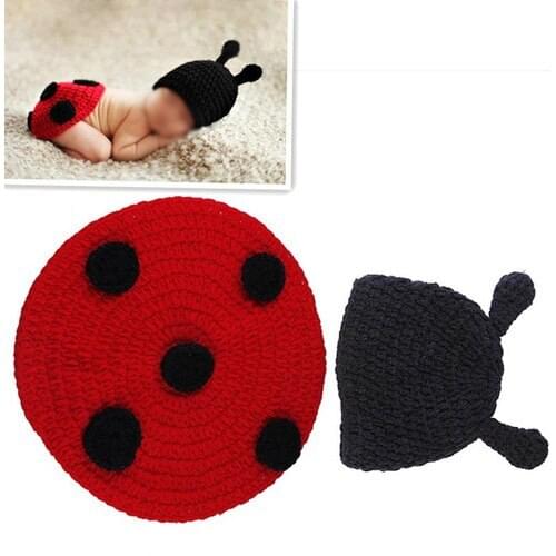 Ladybug Baby Infant Costume Photo Photography Prop Beanie Animal Hat Cap 0-6 Months Newborn