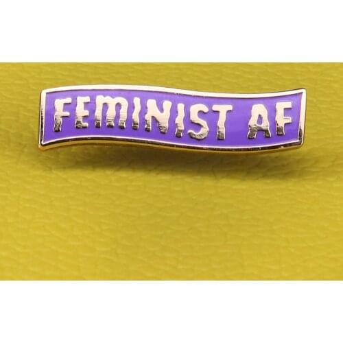 Feminist AF enamel pin purple banner brooch feminism activist pins girl power badge artist jewelry gift for her women accessory