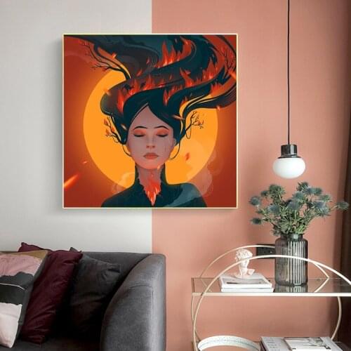 Canvas Painting Animals In the Forest Fire Wall Art Animal Pictures Figure Art Posters and Prints Frameless