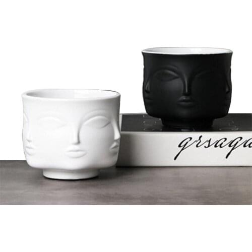 11.1cm Ceramic Face Vase Flower Pot Nordic Style Creative Vase Head Key Phone Household Small Items Storage Basin Home Decor