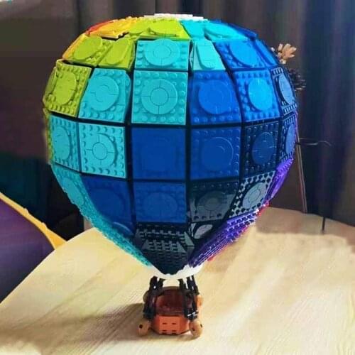 Moc Rainbow Hot Air Balloon Building Blocks Hot Air Balloon Bricks Desktop Decoration 3D Model Toys For Children Birthday Gift