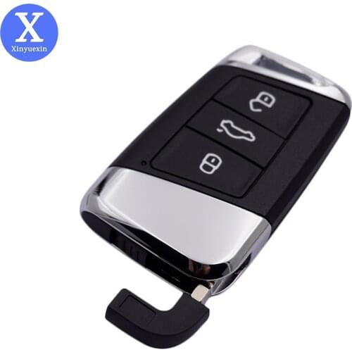 Xinyuexin Remote Car Key Shell Fit for VW Magotan Passat B8 CC Skoda Superb A7 3Button Smart Keyless Enter Key Shell Replacement