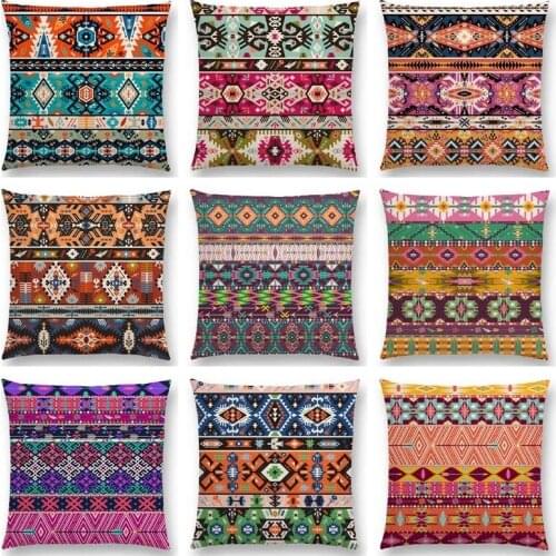 Colorful Decorative Sofa Throw Pillow Case Fancy Abstract Geometric Vector Pattern Tribal Cushion Cover cojines decorativos 2021