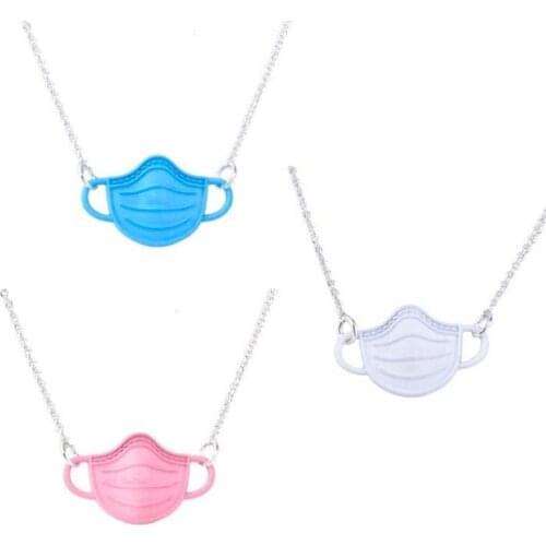 Creative Mask Necklaces for Women Lovely Funny Black Blue Metal Pendant Fine Necklaces Fashion Jewelry New Arrival Wholesale