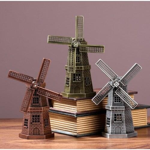 Creative Vintage Resin Windmill Ornaments Dutch windmill Home Decor Ornaments Europe Models Gifts Furnishing Articles