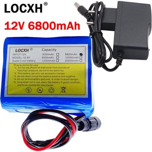 12V 6800mah Battery Li-ion 18650 Rechargeable Batteries with BMS 6.8Ah Lithium Battery Packs Protection Board UES+12.6V Charger