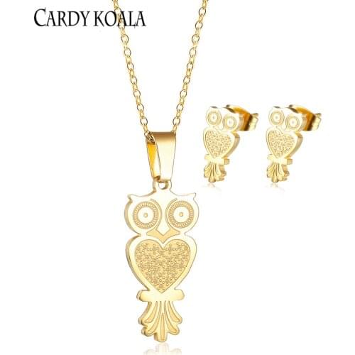 Girl heart small ins owl clavicle chain pendant personality simple earrings jewelry