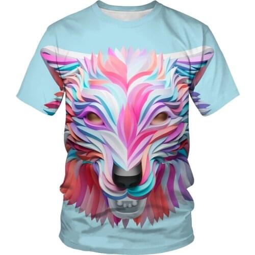 The store manager strongly recommends providing 3D animal wolf O-neck short-sleeved T-shirts in the new season of 2021