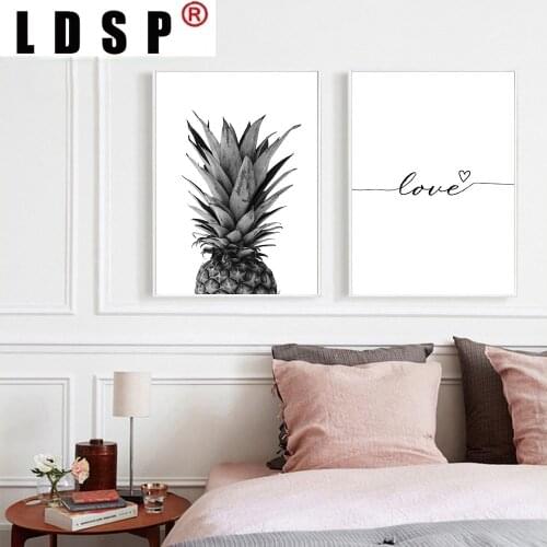 LDSP Minimalist Living Home Decor Black White Pineapple Canvas Painting Wall Art Print Poster Picture Modern for home design