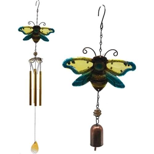 Fashion Wind Chimes Outdoor Garden Porch Balcony Home Decoration Wind Bells Ornament Cute Honeybee Metal Windchimes Room Decor