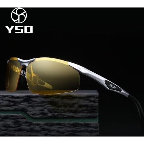 YSO Night Vision Glasses Men Aluminium Magnesium Frame Polarized Night Vision Goggles For Car Driving Anti Glare Glasses 3009