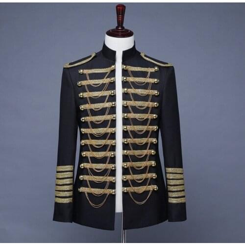 British Style Palace Prince Suit Blazer Men Wedding Groom Slim Blazer Hombre Nightclub Stage Dance Prom Jacket Blazer With Chain