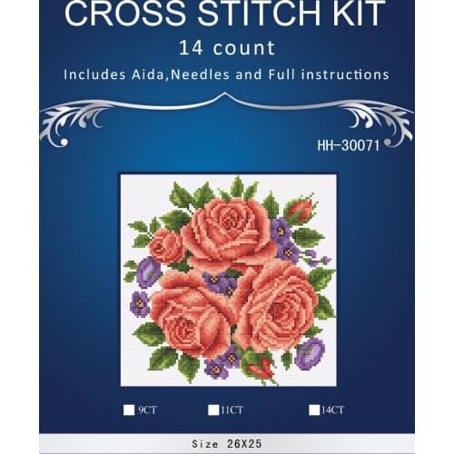Top Quality Beautiful Lovely Counted Cross Stitch Kit Similar Dim cross stitch Similar DMC similar dim PINK ROSE HH-3007