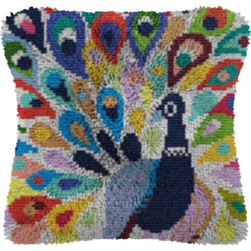 Animal Bird Latch Hook Kit Make Cushion Canvas Crochet Pillow Case Latch Hook Cushion Cover Arts & Craft