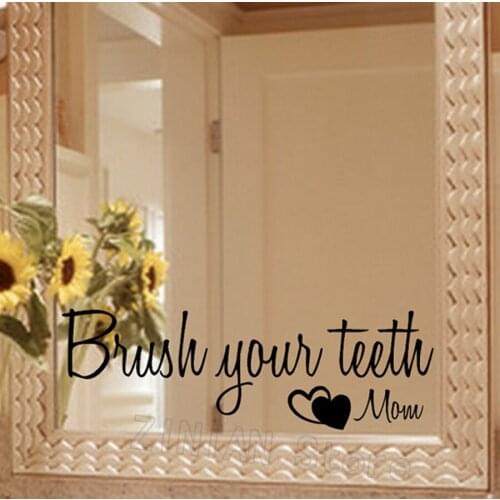 Brush Your Teeth Mirror Decal Sticker for Bathroom Waterproof Decor Tooth Wall Stickers Quote Home Interior Decoration Z461
