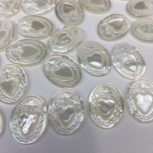 20pcs/lot 15x20mm Natural white mother of pearl shell Sacred Heart for diy jewelry