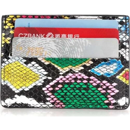 New Colorful python pattern small wallet card women Unisex Fashion Women Lichee Pattern Bank Card Package Coin Bag Card Holder