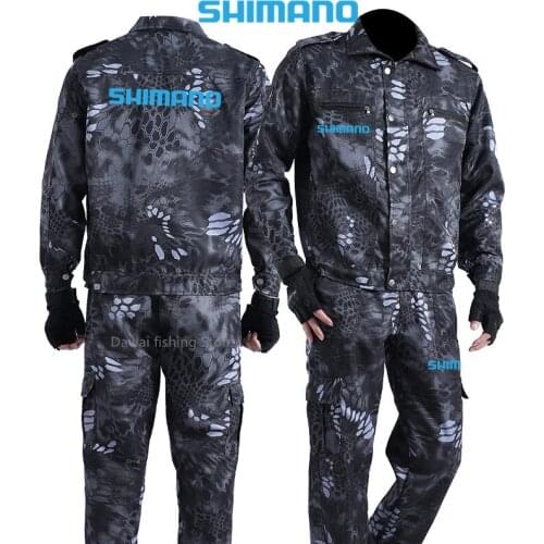New SHIMANO Fishing Suit Thin Mens Camouflage Breathable Quick Dry Fishing Clothing Multi-pocket Tactics Shimanos Fishing Wear