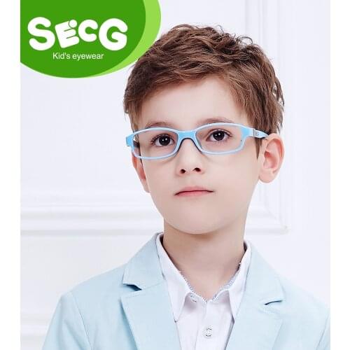 SECG No Screw Optical Myopia Glasses Children Frame Clear Transparent Glasses Ultralight Soft Kids Frame Detachable Eyeglasses