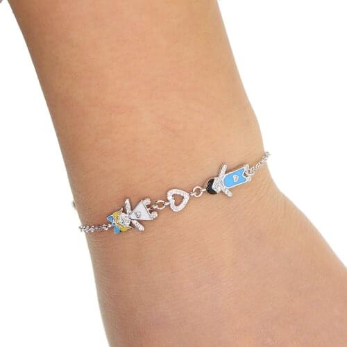 Time-limited Real Link Chain Round Spring Bracelet In Copper Boy Girl Charm Love Tiny Adjustable Size 16+5cm Extend Enamel