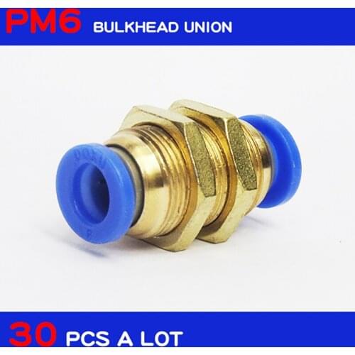 PM6 Free shipping HIGH QUALITY 30Pcs 6mm Pneumatic Air Valve Push in Quick Fittings Adapter