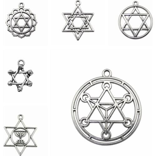 Wecharms bulk charms for jewelry making kit pendant diy jewelry accessories Judaism Menorah Star Of David Charms