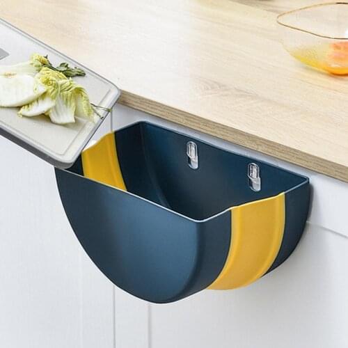 Waste Container Portable Self-adhesive Stable Foldable Trash Can Wall-mounted Storage Bin for Home