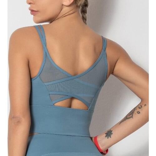 Mesh Patchwork Yoga Bra for Women 2021 Casual Sportswear Summer Fitness Clothing Quick-Dry Sports Bra Breathable Running Bra