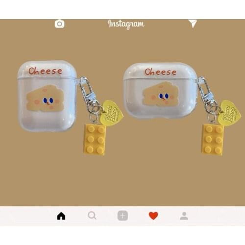 Cute Cheese for Apple AirPods Pro Silicone Fashion Earphone Protective Cover Lego Keychain for Airpods 12 Case Accessorie Gift